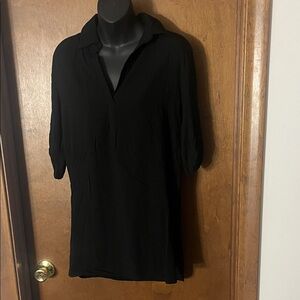 Ekouaer Women’s Black Tunic Blouse Top Size S – 100% Rayon